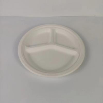 3 Compartment Compostable Biodegradable Bagasse 10 Inch Sugarcane Plate - copy