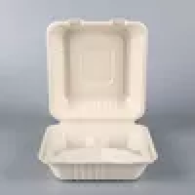 3 Devided Compartment 8x8 9x9 inch Bagasse Food Packing Box